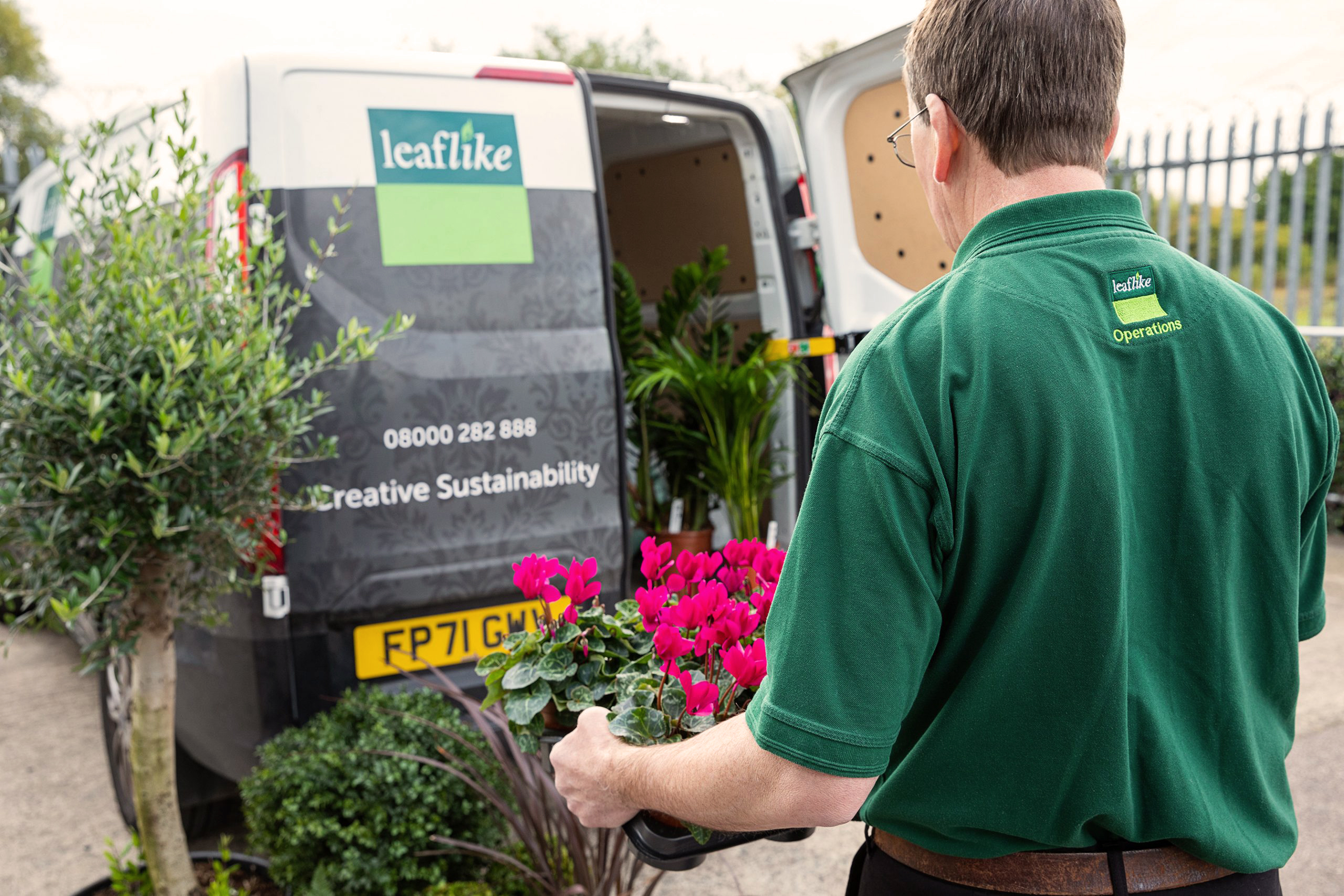 Leaflike van being loaded